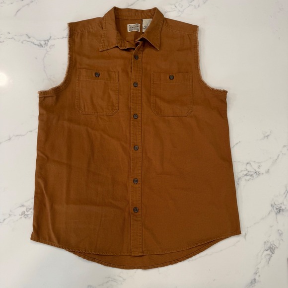 C.E. Schmidt Sleeveless Shirt Mens L Brown Workwear Utility Carpenter‎ Outdoor - Picture 1 of 7